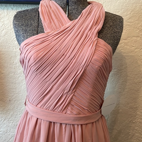 Floaty crepe dusty pink halter neck dress US4 UK8 new ASOS Little Mistress - Picture 2 of 5